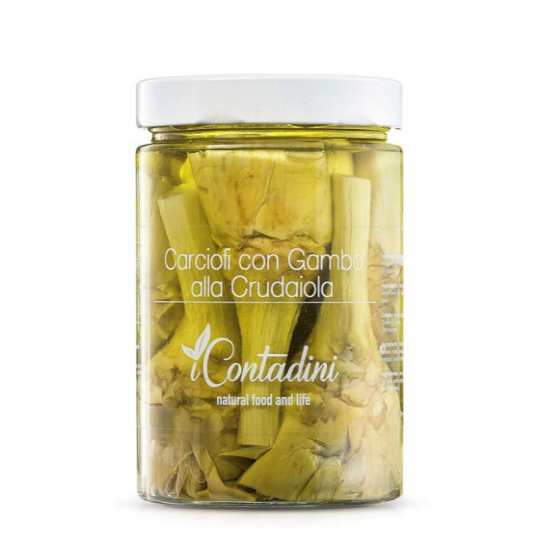 Carciofi Con Gambo Alla Crudaiola - artyčoky se stonkem v extra panenském olivovém olejii, I Contadini, 520g